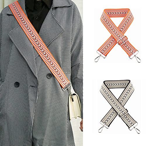 Kiwochy Taschengurt Schulterriemen Breiter Schultergurt Rot Orange Handtaschen Schulterriemen Canva Riemen Breite 2 Zoll längenverstellbarer 29,5-57 Zoll Karabiner in Silber für Taschen Handtaschen