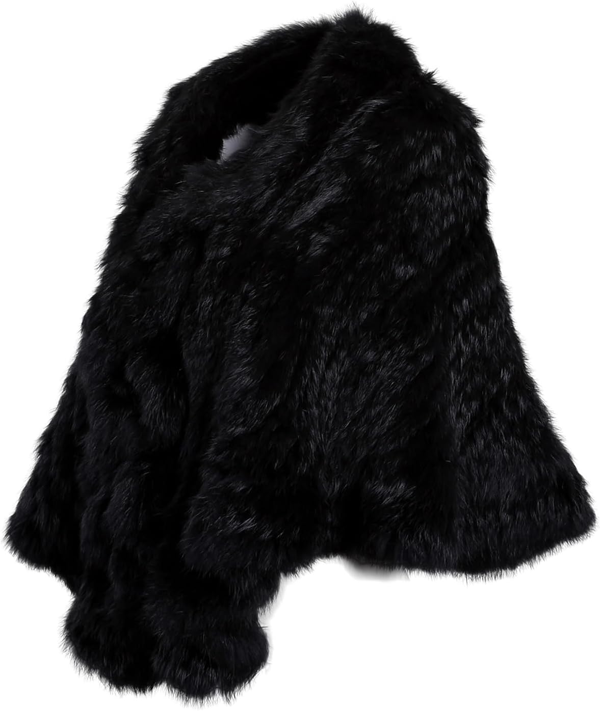 Luxury Women's Winter Real Natural Rabbit Fur Hand Knitted Cape Ruffle Design Wedding Party Shawl Lady Poncho - Image 2