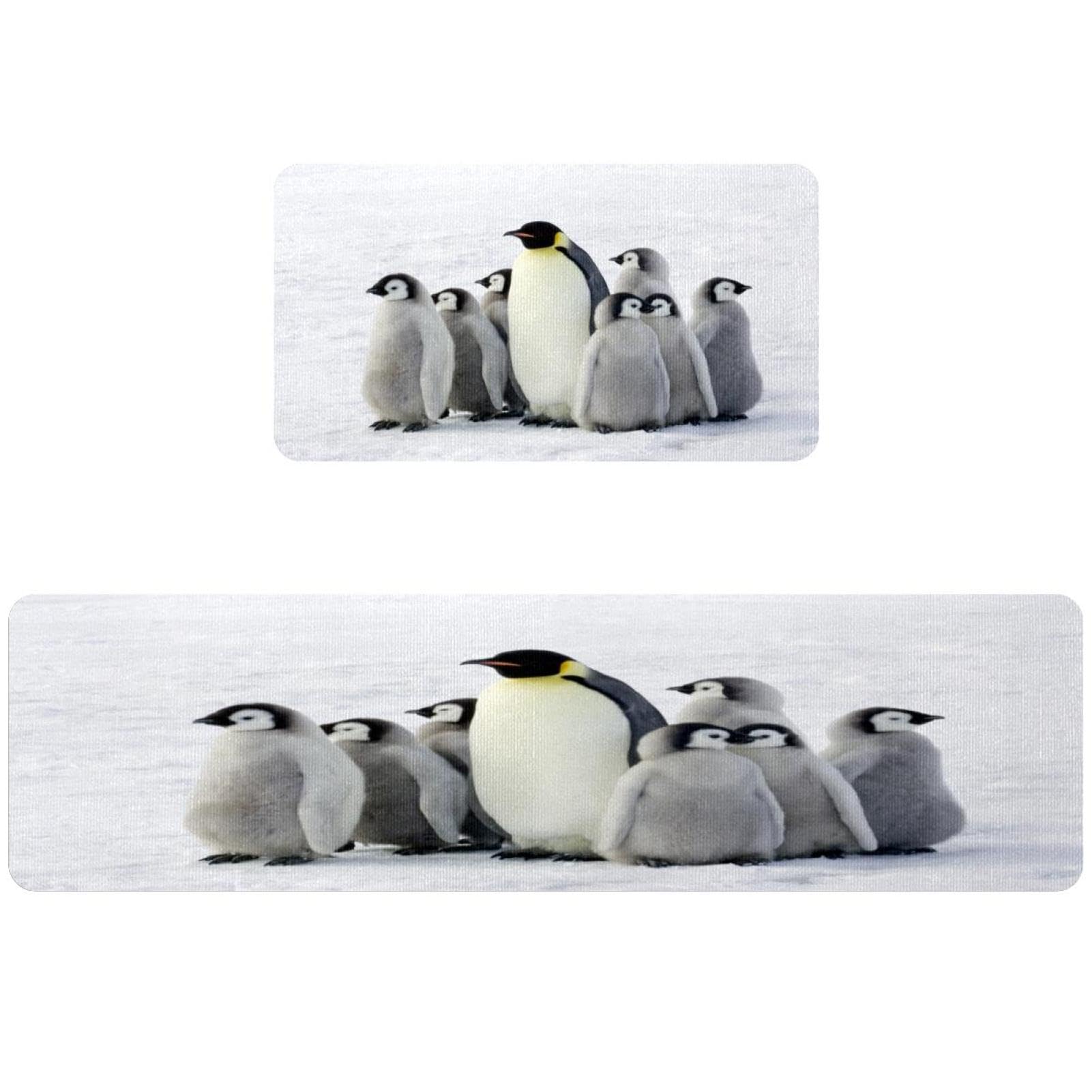 Evita resbalones con el tapete de cocina antideslizante Snowland Pengiun de 2 piezas