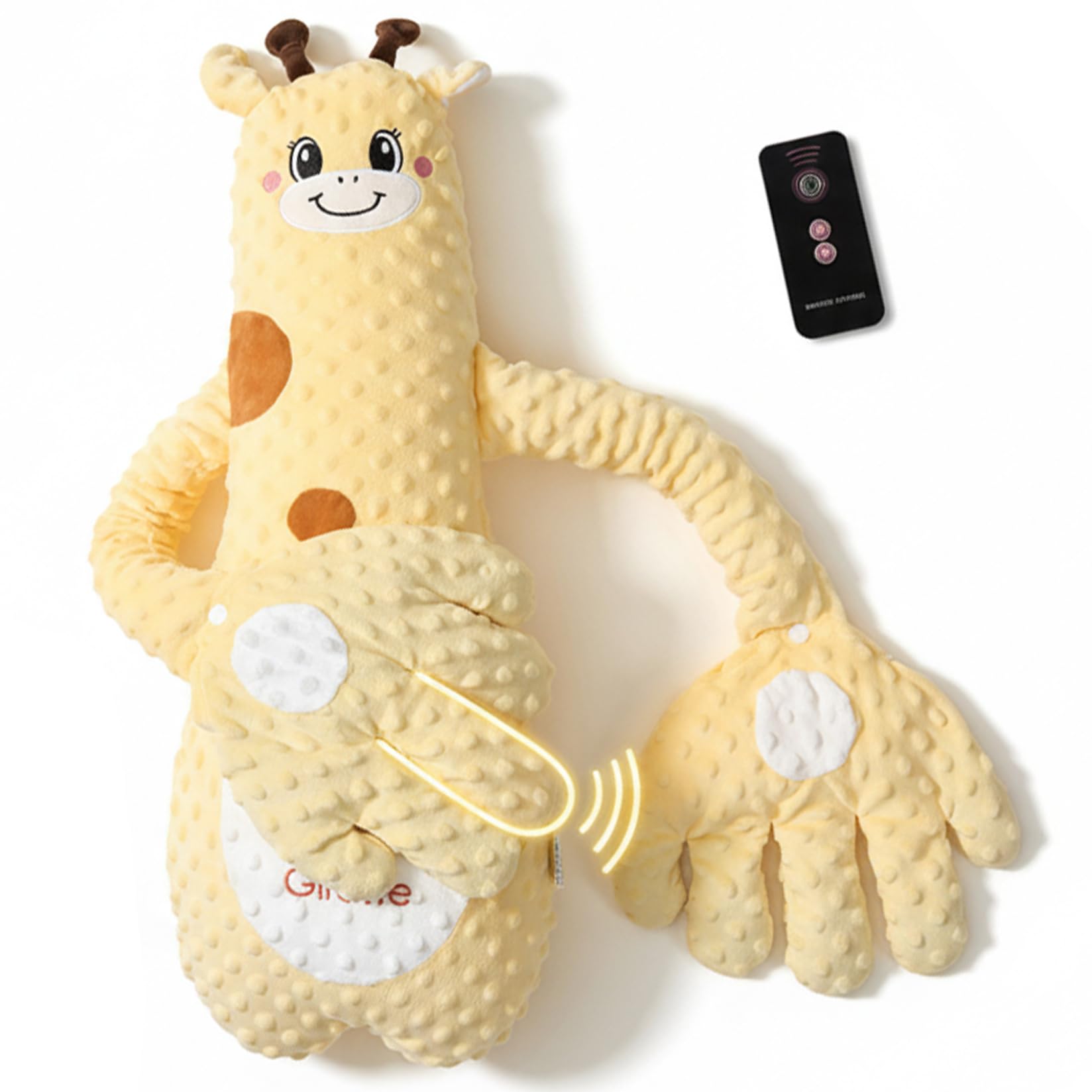 Oreiller de tapotements pour bébé pour le sommeil - Main de tapotage apaisante intelligente pour bébé avec 3 modes et télécommande, mouvement tapotements doux pour aider à calmer les bébés, jau