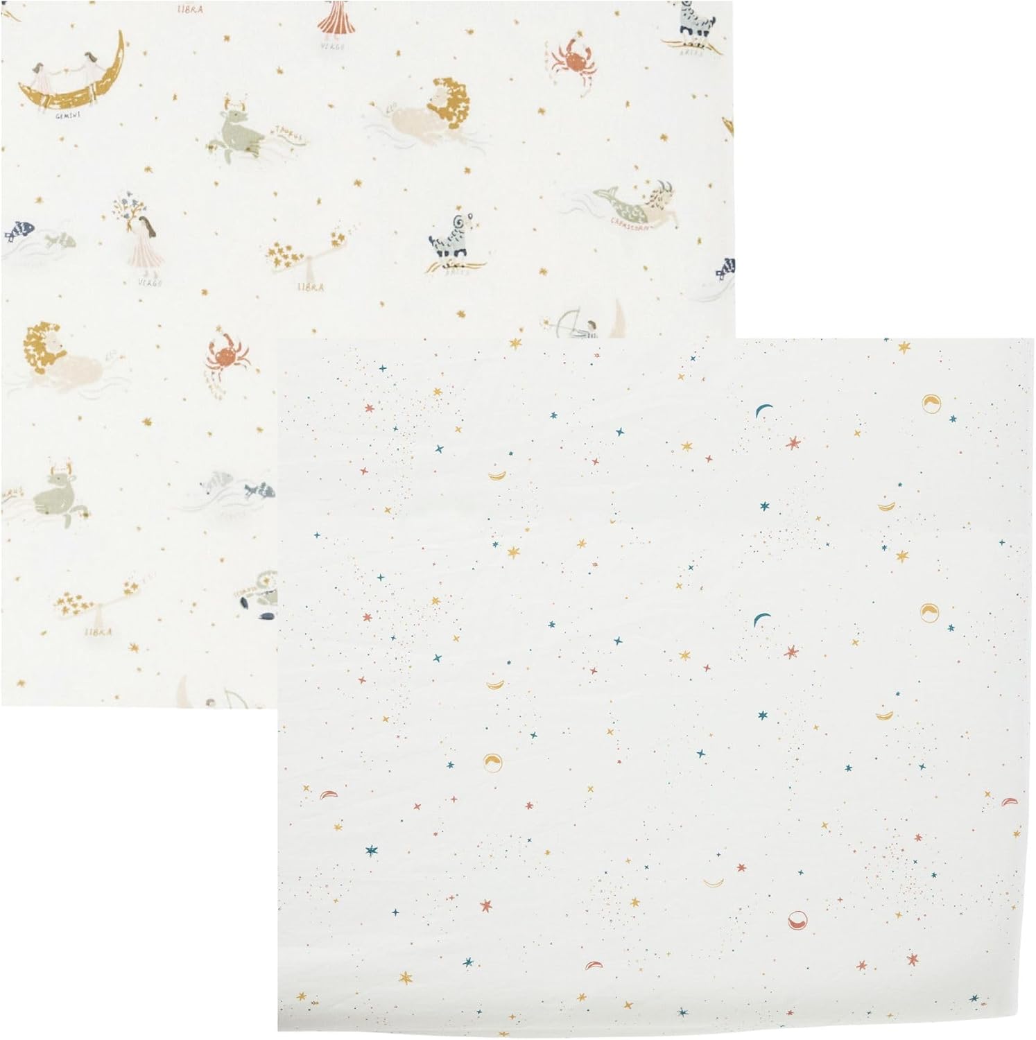 Pehr Crib Sheet 2-Pack, Zodiac & Celestial | Breathable Brushed Organic Cotton for Soft Sleep | Fits Standard Crib Mattresses up to 52" L x 28" W x 8" H