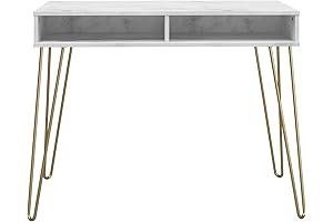 Novogratz Athena White Marble Computer Desk