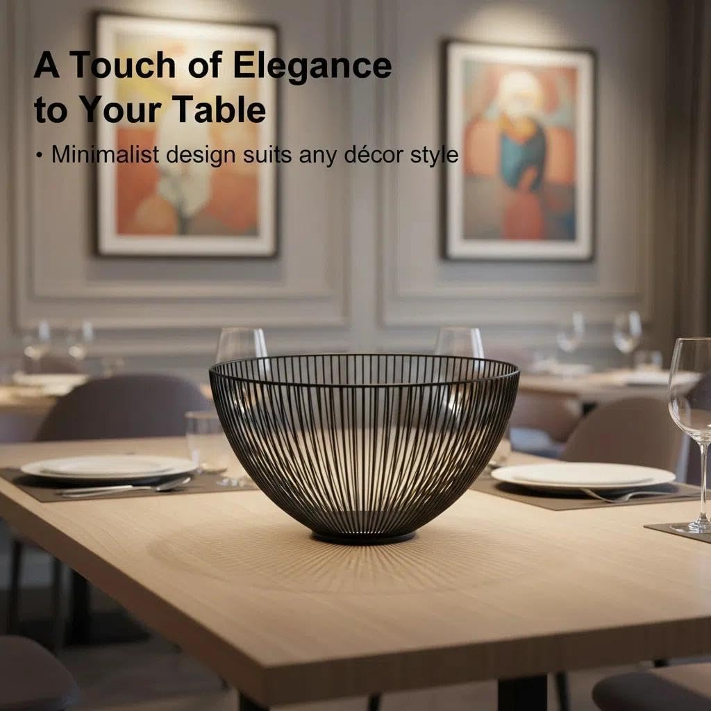 Regalo Del Día De La Madre: Cesta De Frutos Radial De Alambre Negro XZ-23155 - Canasta Moderna Para Encimera De Cocina, Comedor Y Salón - Almacenamiento Decorativo Para Frutas, Verduras Y Mer — view 7