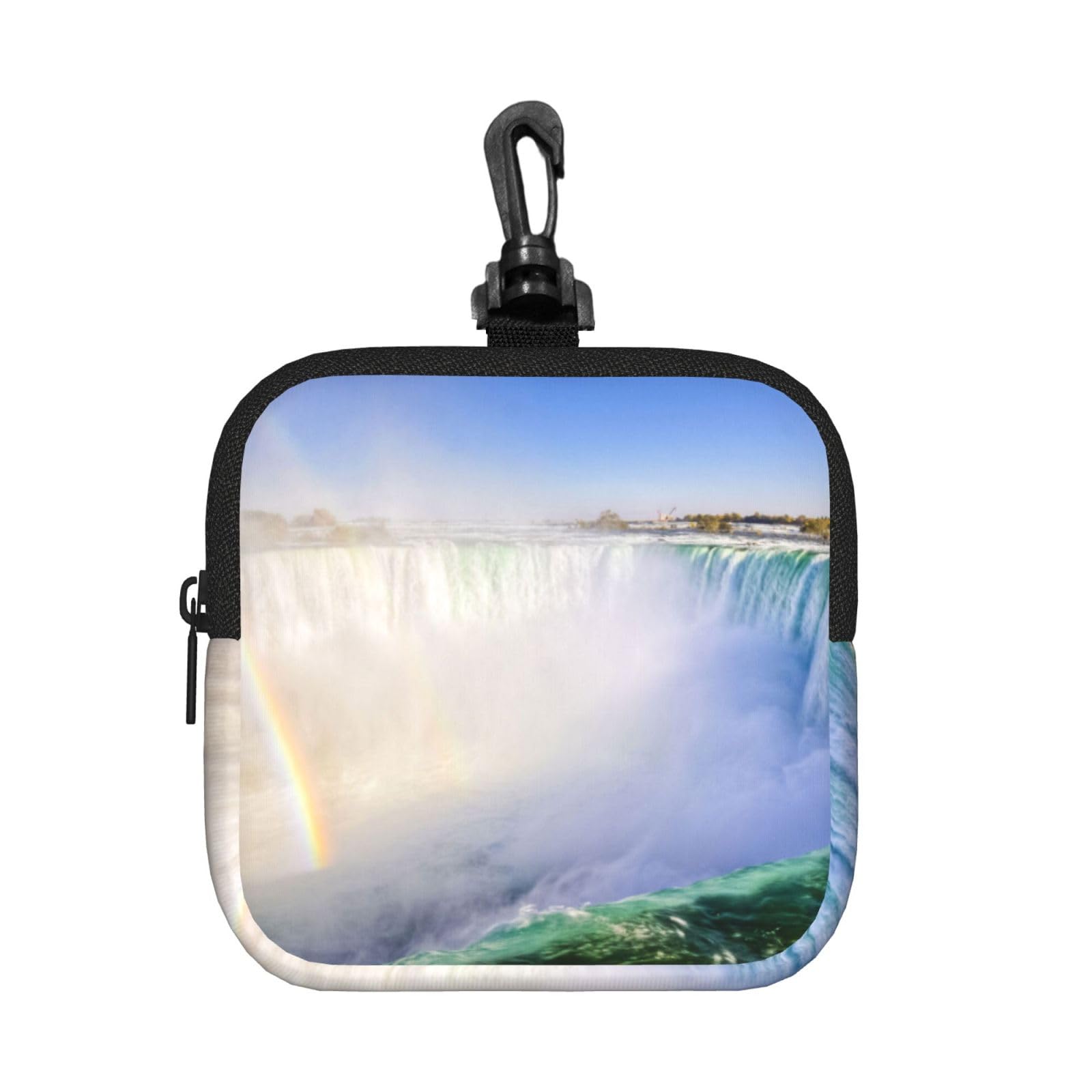 Waterfall And Rainbow Print Square Storage Bag Travel Toiletry Cosmetic Organizer Pouch Lightweight Reusable