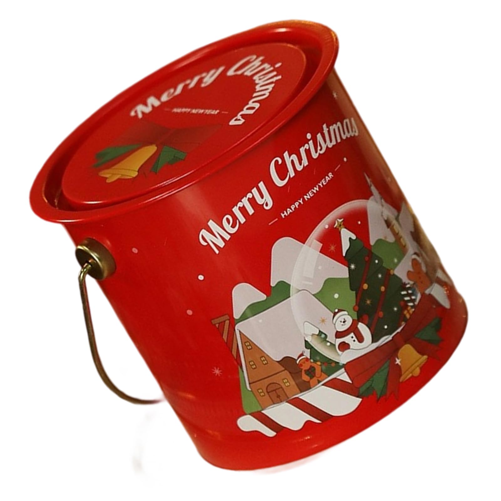 VlHpnpe Multipurpose Round Tin Box Christmas Decoration Storage Solution Ideal for Gifts and Small Item Organization Christmas Party Supplies Tin