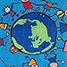 Flagship Carpets Happy World Rug, Educational Carpet for Children's Classroom, Home and School Playroom or Children's Bedroom, 3'x5', Blue/Multi-Color
