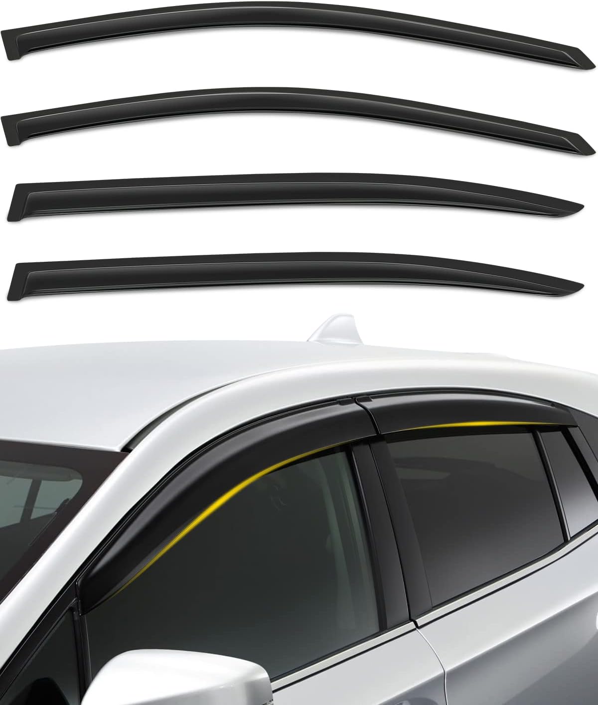 ROADFAR Se adapta a Accord 4 puertas Sedan 2008 2009 2010 2011 2012 ventana montaje exterior deflector lluvia guardia conjunto de 4 piezas