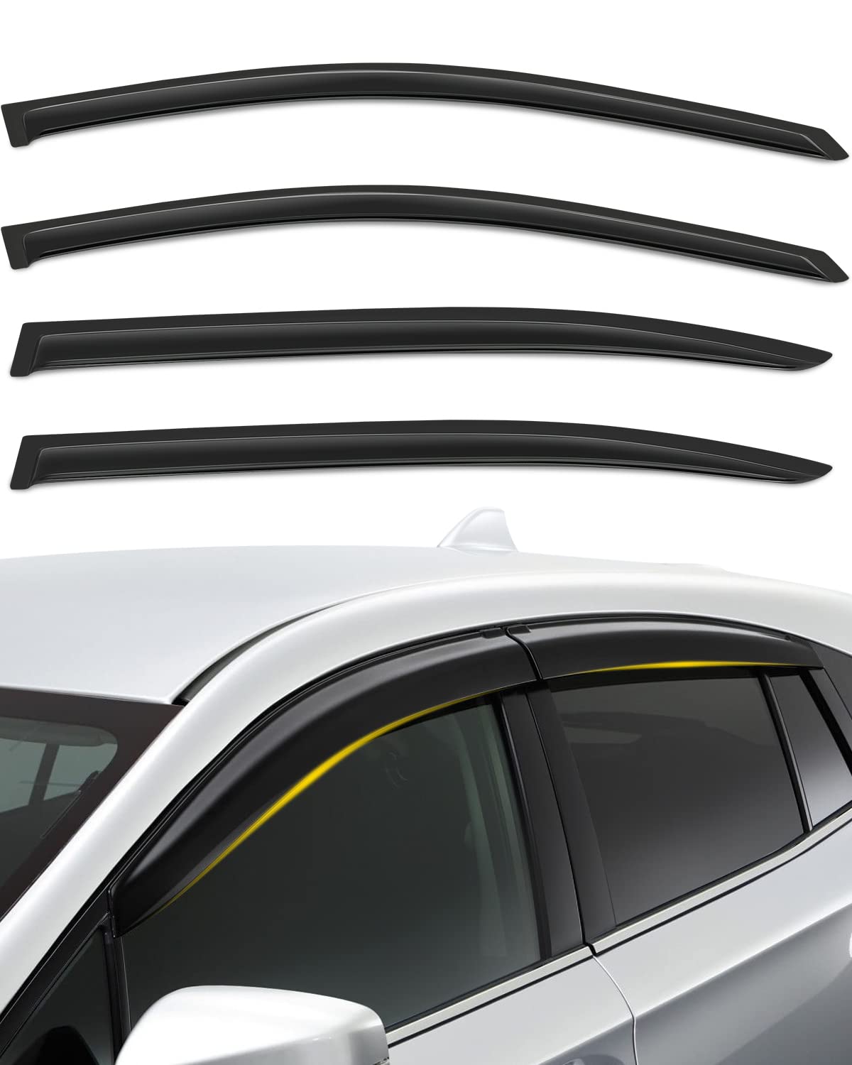 ROADFAR Fits For Accord 4Door Sedan 2008 2009 2010 2011 2012 Window Outside Mount Window Deflector Rain Guard 4Pc Set
