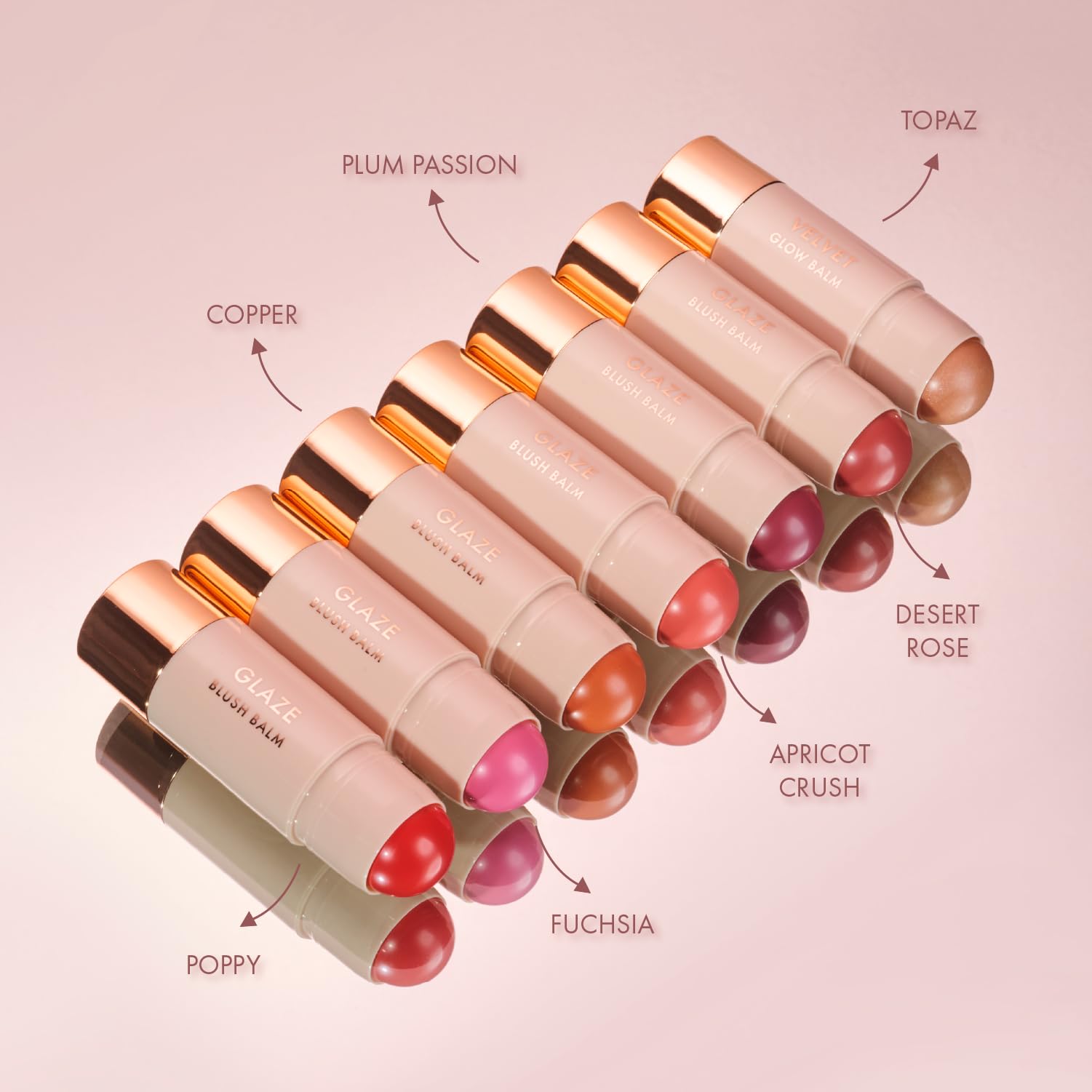 Bellamianta Glaze Blush & Glow Balm, baume brillant, 5 g, multi-usage pour les joues, les lèvres et les yeux, blush, ingrédients qui aiment la peau, beurre de karité et huile d'avocat (rose du désert)