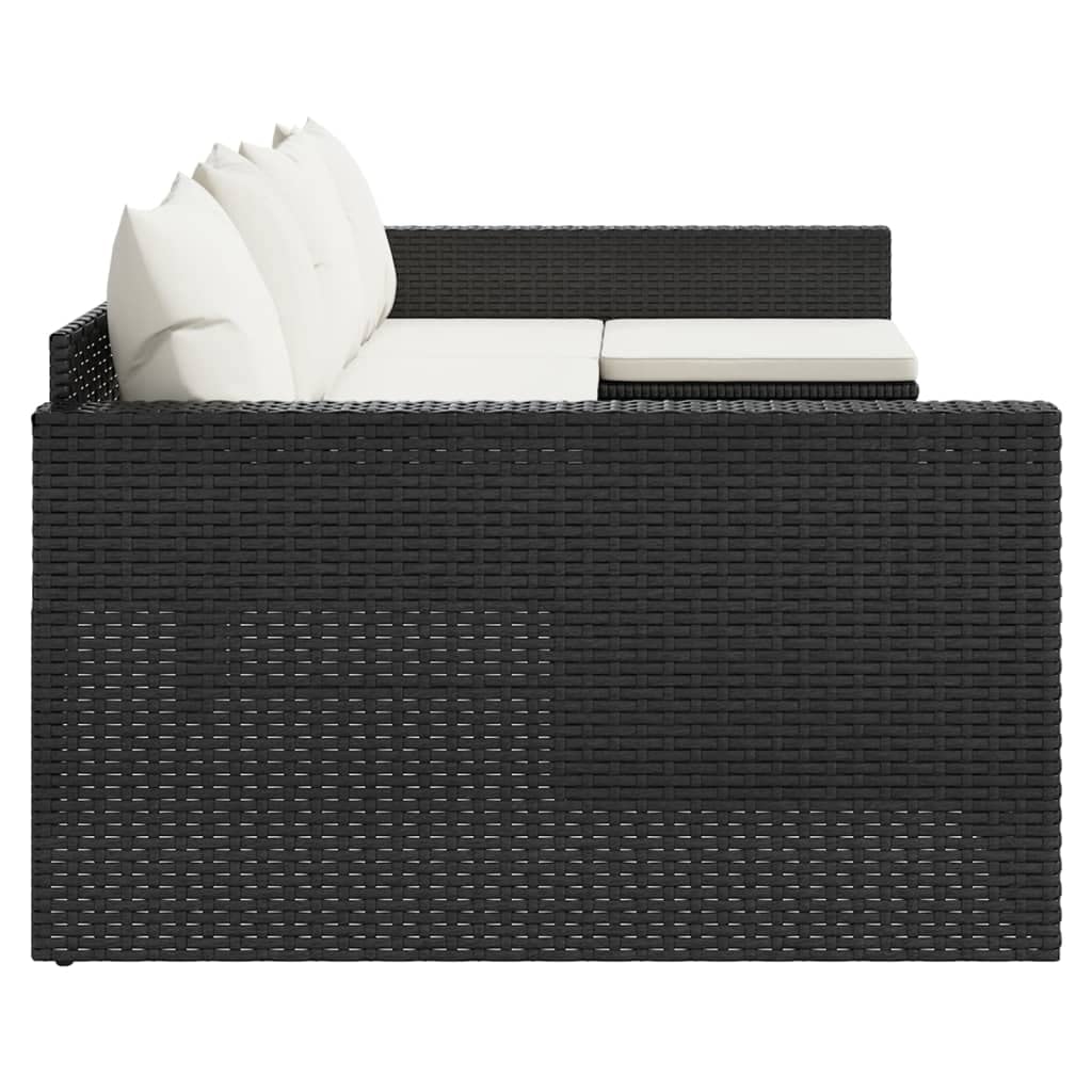 vidaXL Garten Lounge Set 2-TLG., Gartenmöbel Set mit Kissen, Sitzgruppe für Garten Terrasse, Sofa Garnitur Loungemöbel U-Form, Schwarz Poly Rattan