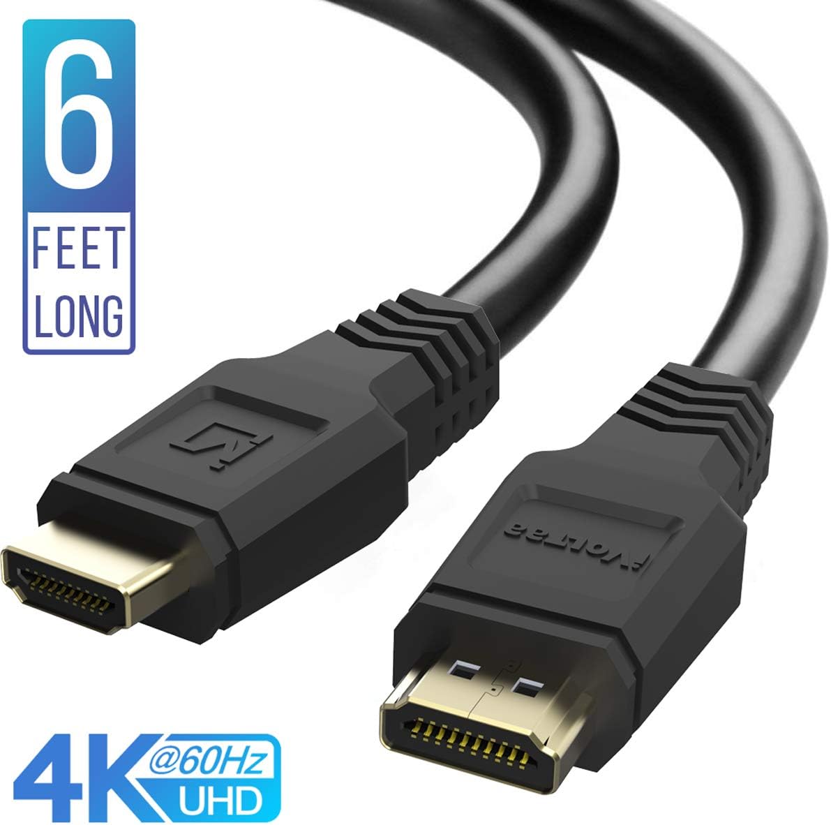 iVoltaa High Speed 4K 60 Hz HDMI 2.0 Cable - 6 Feet (1.8 Meters) - Black