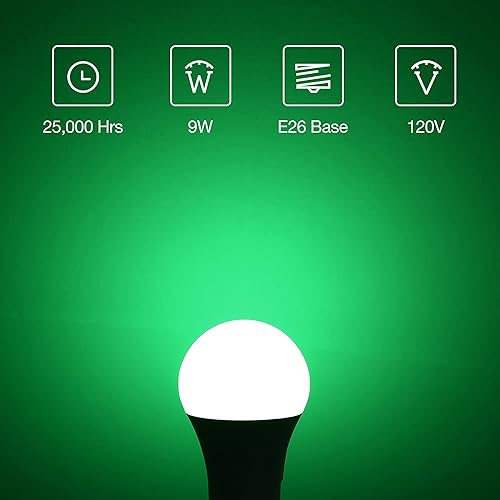 Miniatura 8 de EvaStary Paquete de 2 bombillas LED A19, 9 W (equivalente a 60 W), bombilla de color base E26, no regulable, para Navidad, boda, fiesta, ambiente,