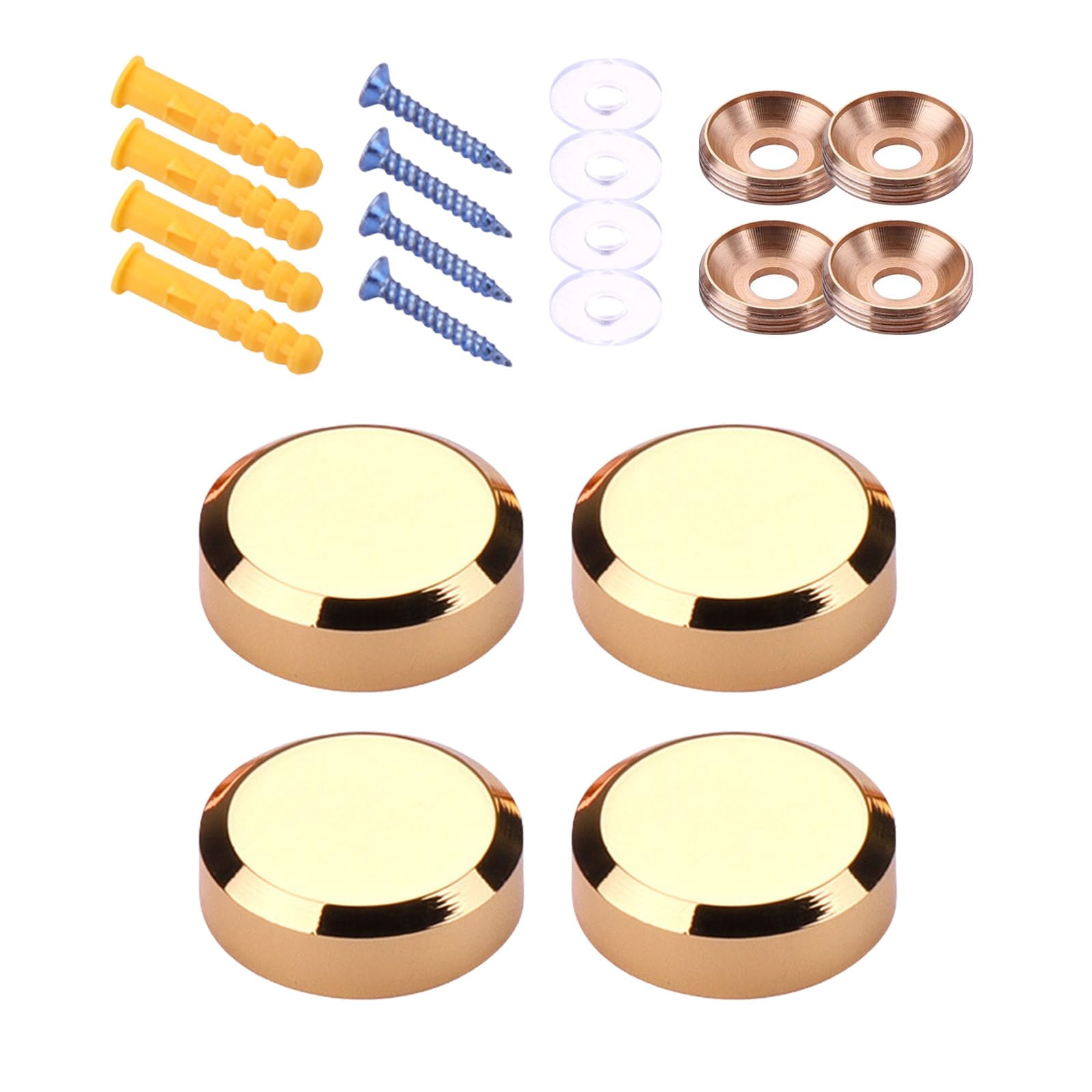 of 4 Gold Tone Brass Glass Fasteners Practical Designs for Secure Mounting in Residential and Business Space Glass Mounting Hardware