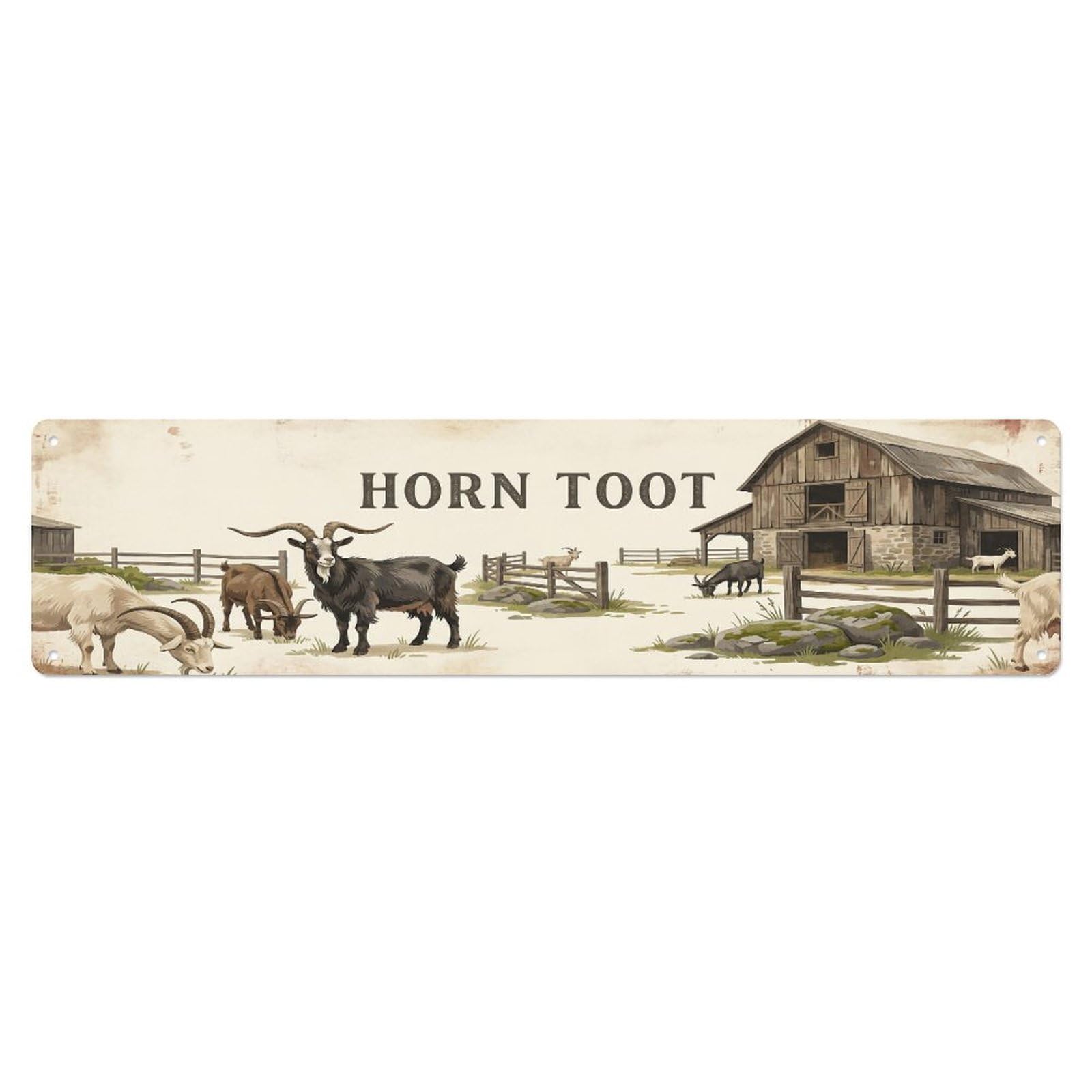 Xanthor Style Metal Tin Sign Vintage Yard Horn Goat Farmhouse Funny Goat Backyard Farm