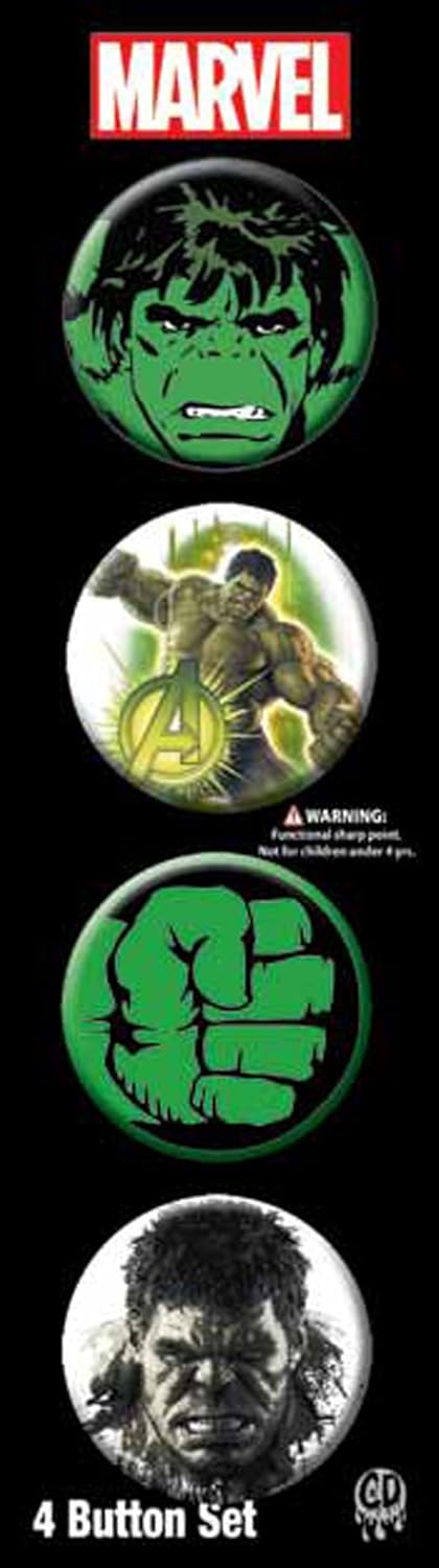 Licences Products Hulk 4 Button Set, 3.2cm