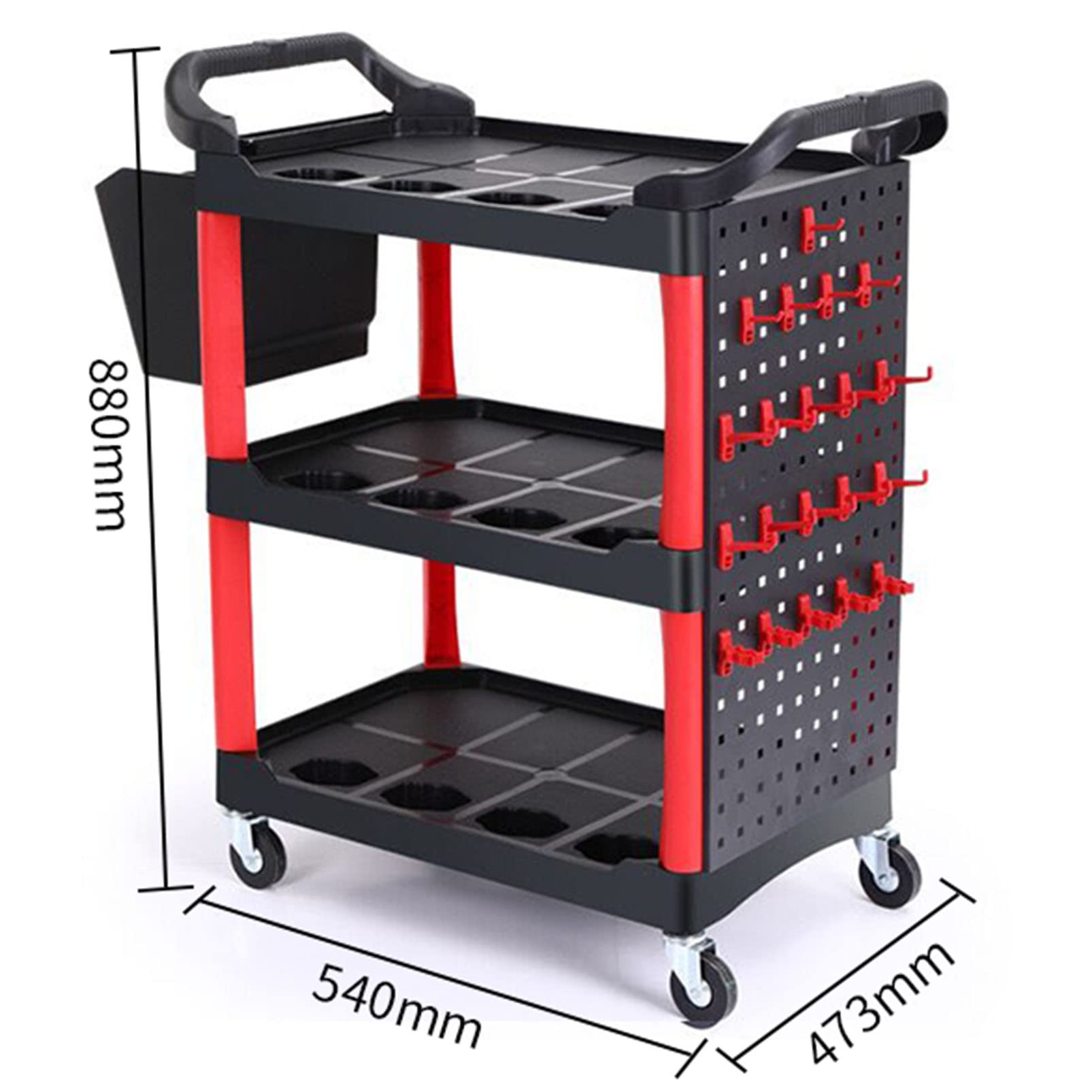 thumbnail: Stevige 3-laags Gereedschapswagen Met Zwenkwielen – Draagt Tot 60 Kg – Ideaal Voor Magazijn, Keuken Of Werkplaats
