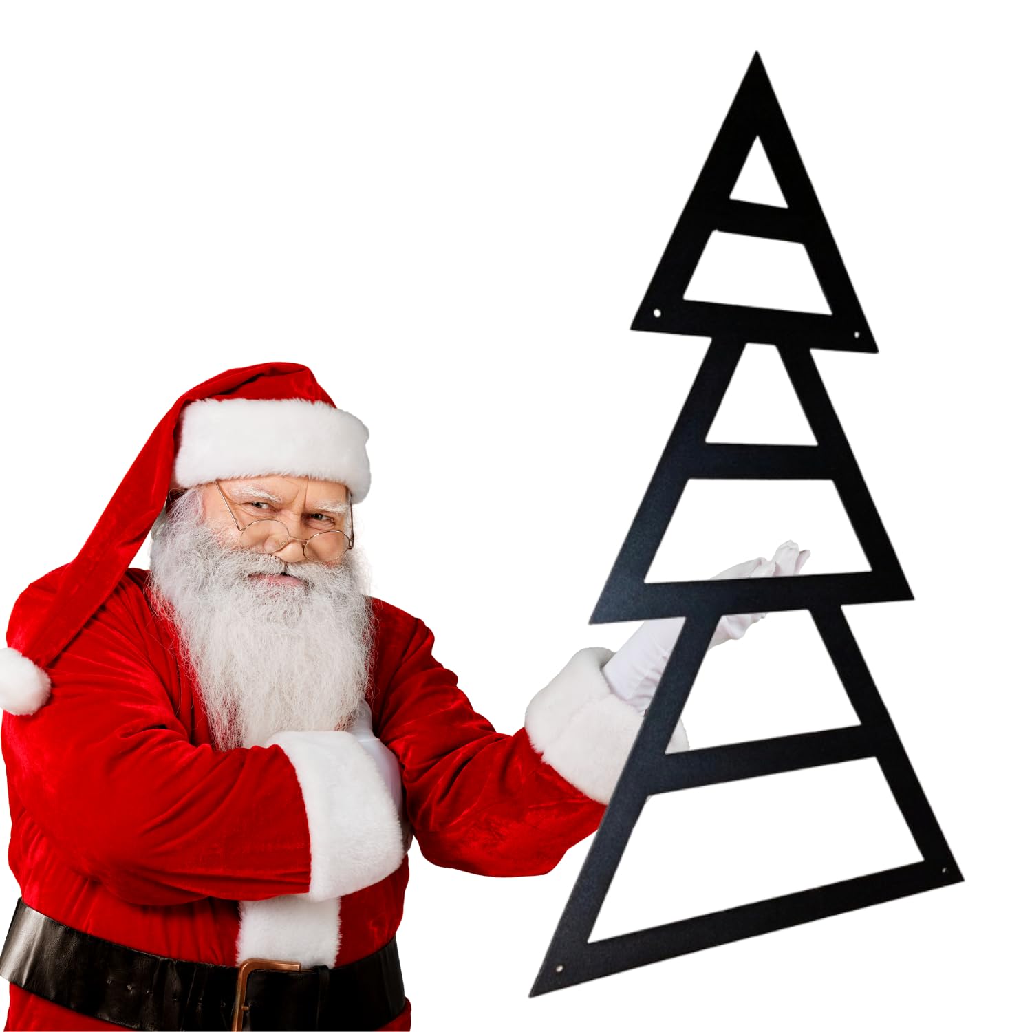 Albero di Natale in metallo nero, 80 cm x 45 cm, da appendere, decorazione natalizia per esterni, artificiale, albero di Natale, albero di Natale, decorazione da parete