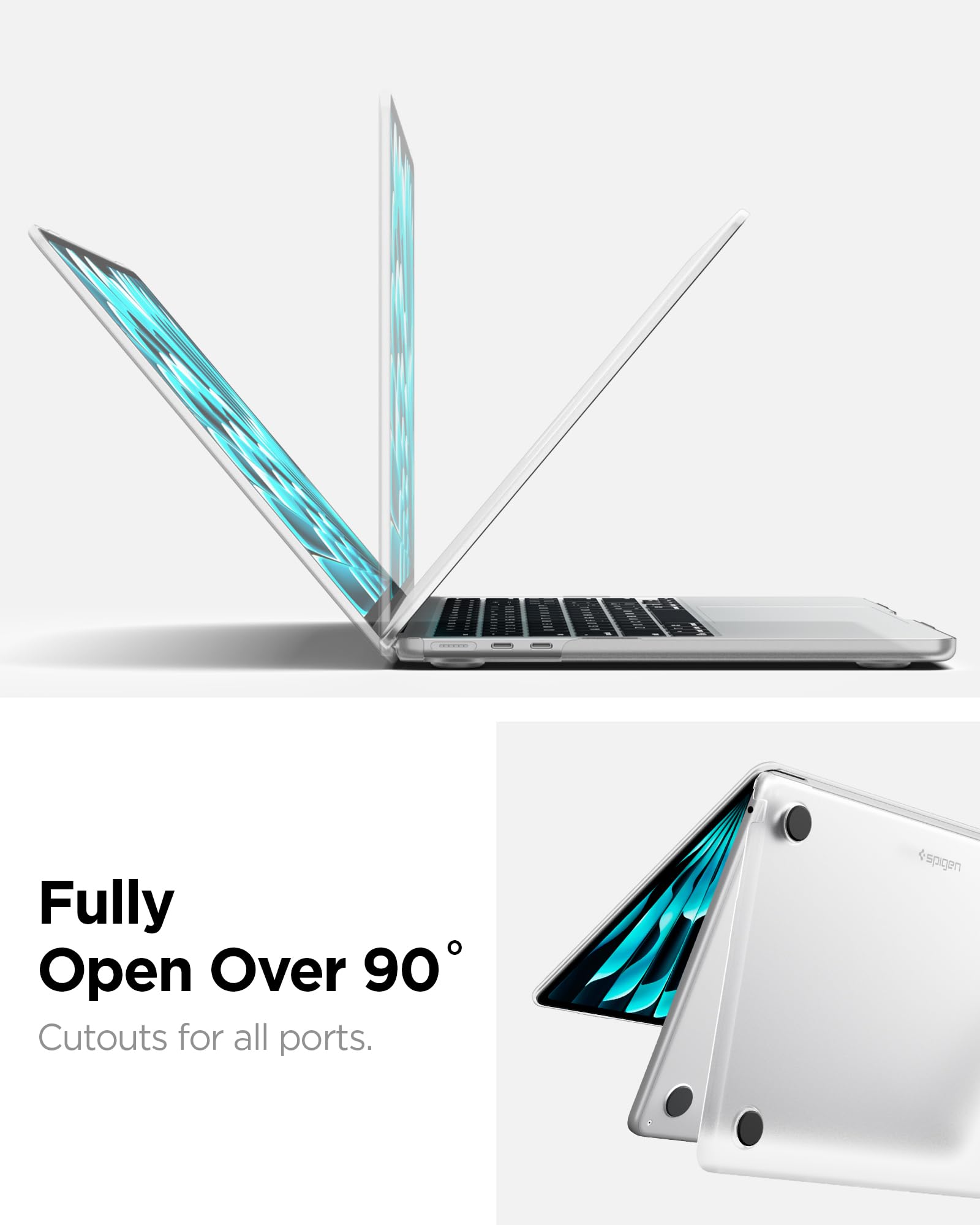 Spigen Cover Air Skin Compatibile con MacBook Air 13 pollici 2026 M5 / 2025 M4 / 2024 M3 / 2023 M2 A2681, Custodia rigida trasparente - Frost Clear