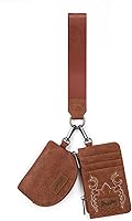 Montana West Wrangler Keychain Wristlet Wallet for Women - Western Embroidered Boot Scroll Dual Pouch Card Holder with Zipper
