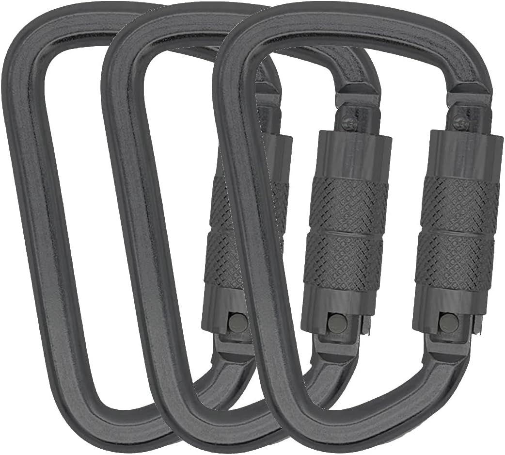 Auto Locking Carabiner 30KN=6500lbs Heavy Duty Large Clip Climbing Carabiner Twist Lock Carabiners for Rock Climbing, Camping, Gym,Rescue (CE Rated,D Shape)