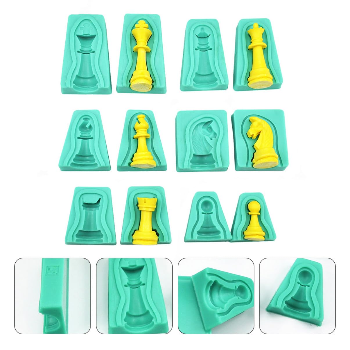 Molde de Silicona para Ajedrez 12 Piezas Verde, Diseño 3d