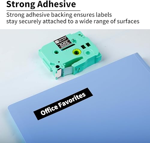 Miniatura 5 de Vixic Cinta de etiquetas D480BT 4B35Z, compatible con Brother TZe, cinta de etiquetas laminada P Touch de 0.709 in, 0.7 pulgadas, blanco sobre negro