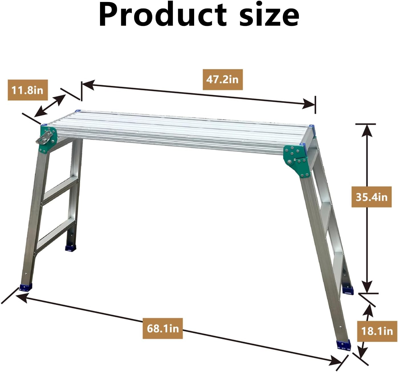 Adjustable Work Platform Support,Portable Folding Scaffolding Platform,Portable Scaffolding Equipment for Ceiling Cleaning,Painting,Car Washing,330 Lbs Maximum Load(Size:47.2 * 11.8 * 35.4in)