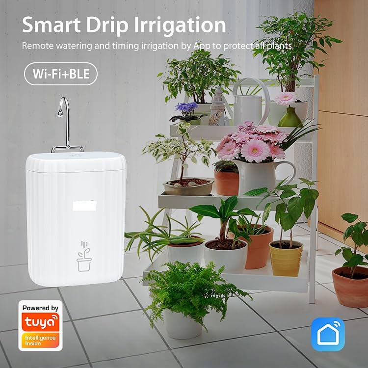 WiFi&Bluetooth Smart Drip Irrigation Kit, DIY Automatic Plant Waterer, for 10 Potted Plants, Water Shortage Alert,Remote Control.