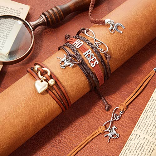 Bonuci 4 Pieces Horse Bracelet Horse Party Favors Infinity Bracelet Adjustable Jewelry4