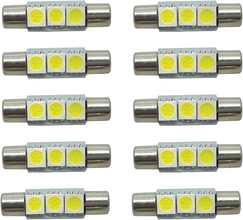 Lâmpada LED T6 para Espelho de Maquiagem e Quebra-Sol Automotivo ANFTDCO 12 V 5050 180° – Kit com 10 unidades