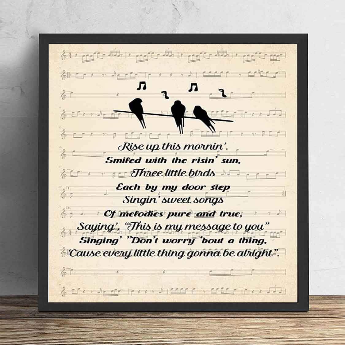 Amazon Com Kalistamao Wall Art Painting Three Little Birds Song Lyrics Decor Portrait Poster Print Decorated Office And Cafe 12x12in With Frame Posters Prints