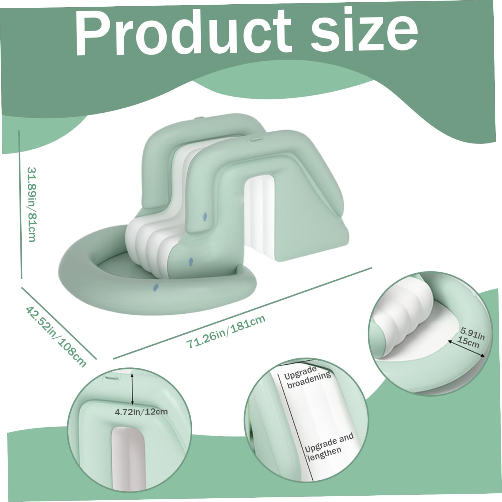 Glissement de Piscine Gonflable, Toboggan Gonflable en PVC étanche, Eau d'eau avec poignée, Piscine foldfable Non Glissement pour Les Enfants, Jouets