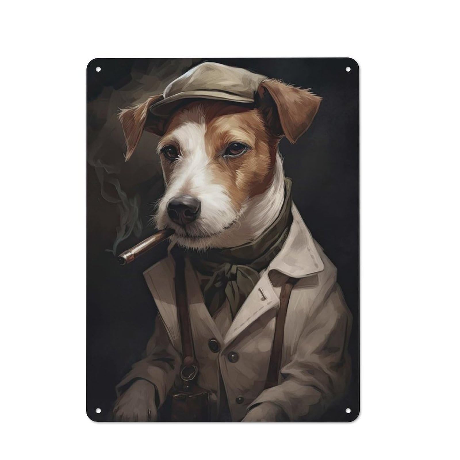 Junmoney Style-13 Jack Russell Terrier Mafia Retro Tin Sign 40X30cm For Dining Room Or Kitchen, Suited To Kitchen Wall Decor Lovers