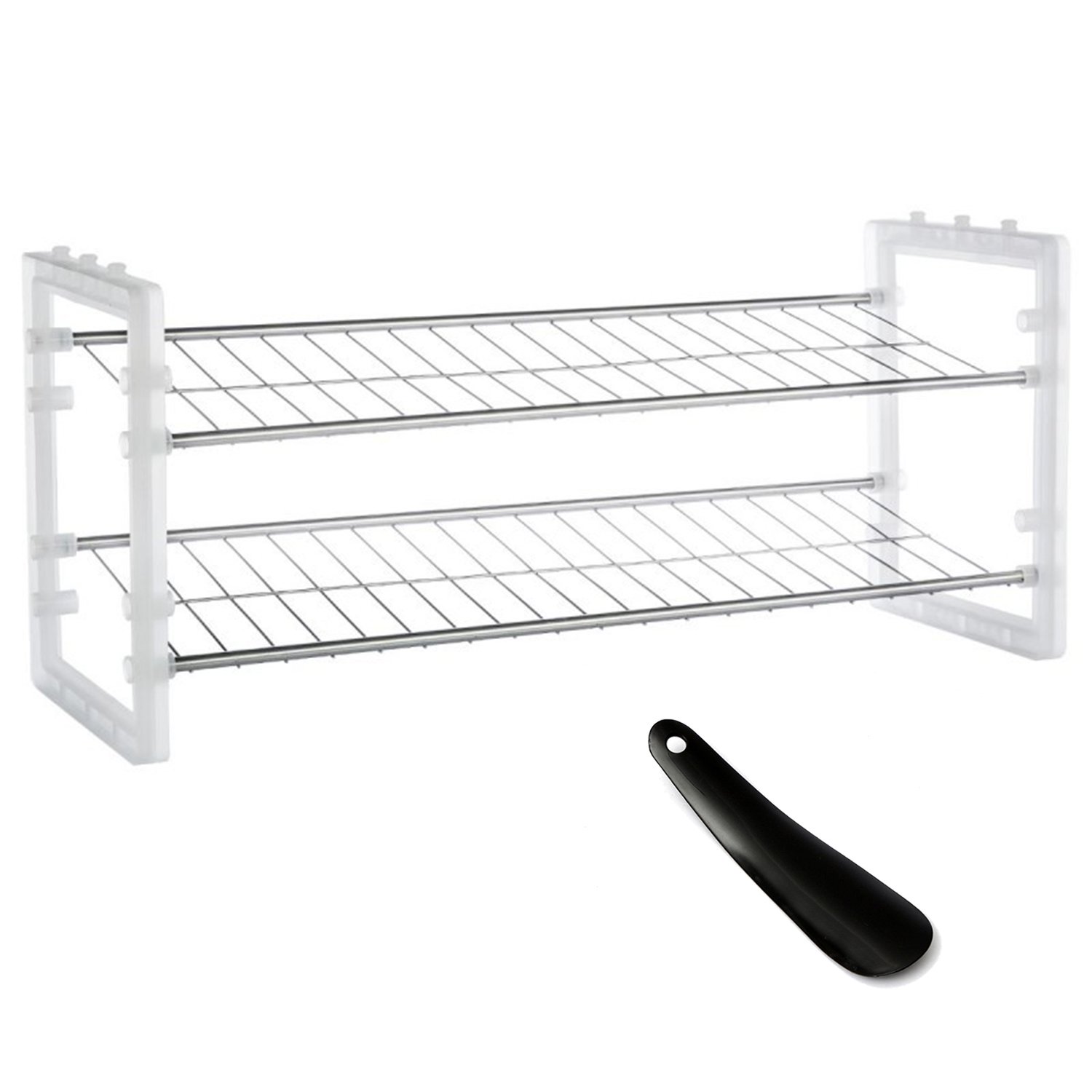 Smart, this shoe rack is tiered to save space., white, Largeur 67.5cm - Profondeur 25cm - Hauteur 31.5cm