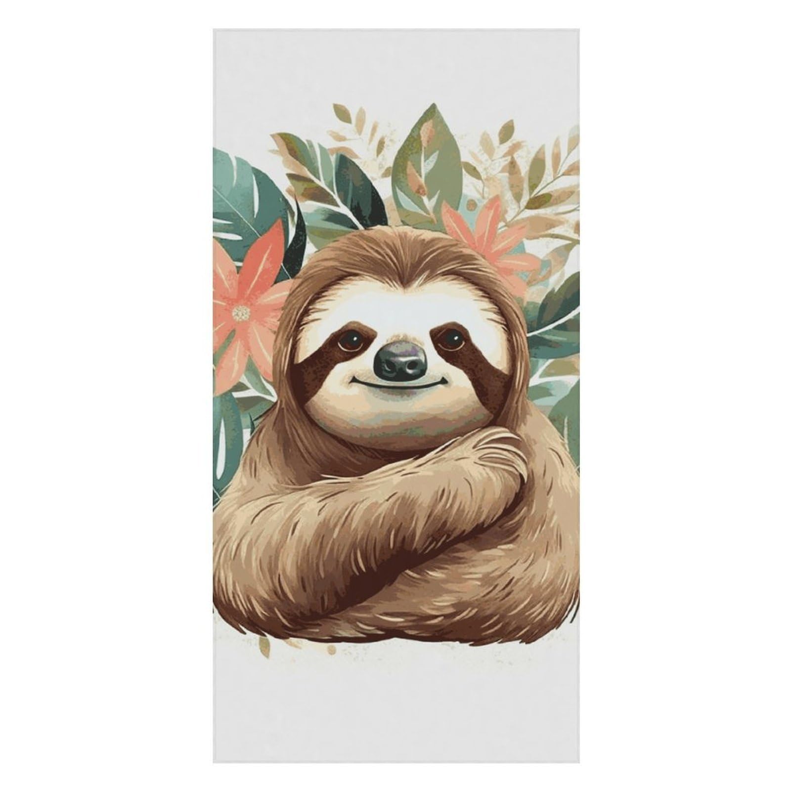 Cute Sloth Leaves Beach Towel Extremely Soft Oversized Towels Lightweight Sports Absorbent Bath Towel Suitable 160"x80" for Swimming Camping Beach