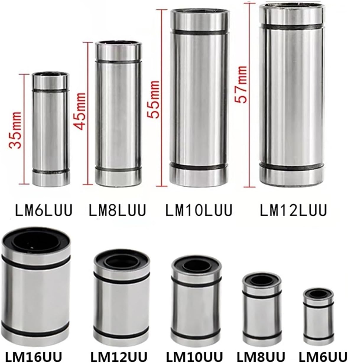 10pc LM8 LM8UU LM3UU LM5UU LM6UU LM10UU LM12UU Linear Bushing 8mm Linear Bearings for Rods Liner Rail Linear Shaft Parts(Size:LM13LUU 13x23x61)