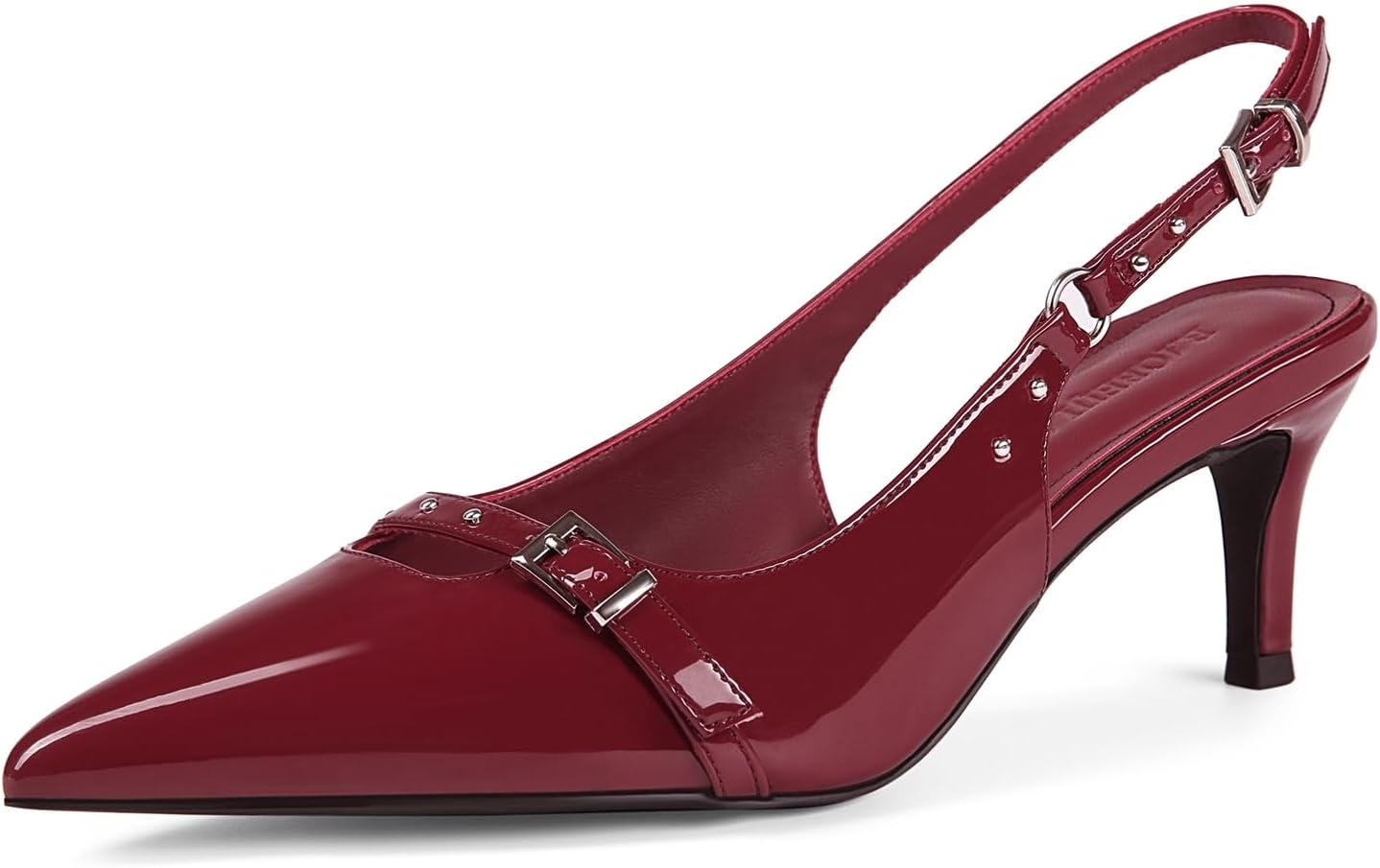 baobeijiadao Womens Slingback Heels Pointed Toe Slip On Pumps Closed Toe Kitten Heel Heeled Sandals Patent Leather Dress Shoes for Women