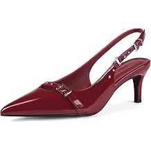 baobeijiadao Womens Slingback Heels Pointed Toe Slip On Pumps Closed Toe Kitten Heel Heeled Sandals Patent Leather Dress Shoes for Women