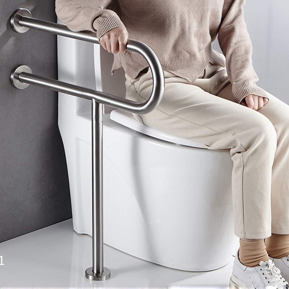 Asa De Seguridad para Baño Barra de Seguridad Baño Pared Suelo para Minusválidos Barra de Sujeción Baño para Discapacitados en Acero Inoxidable Acabado Satinado