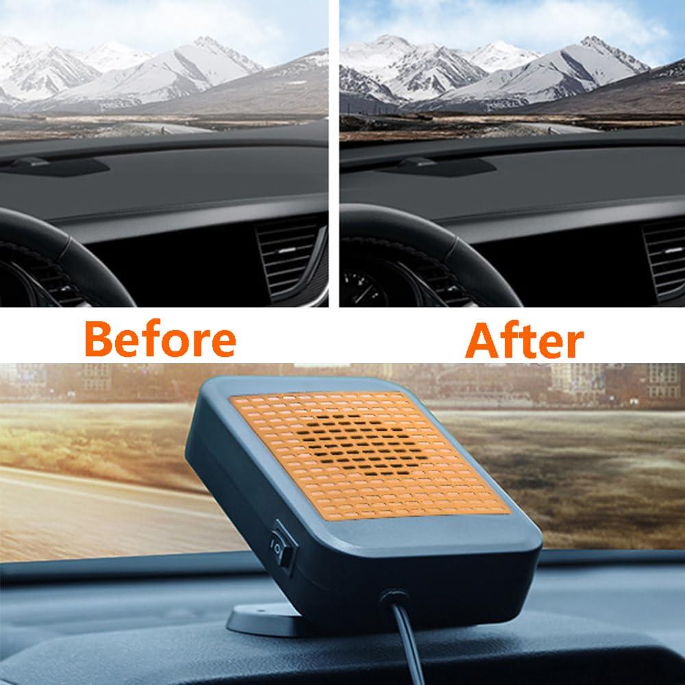 Riloer Ventilador eléctrico del calentador del coche 12V calefactor coche mechero 300w Calentador de aire Ventilador Temperatura Calefacción Descongelador Desempañador