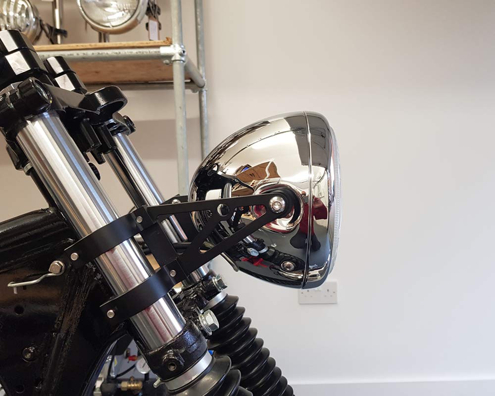 6 3/4" 6,75" reflektor motocyklowy - stal chromowana - żarówka 12 V 55 W do retro projektu Cafe Racer, rower uliczny, skrobak
