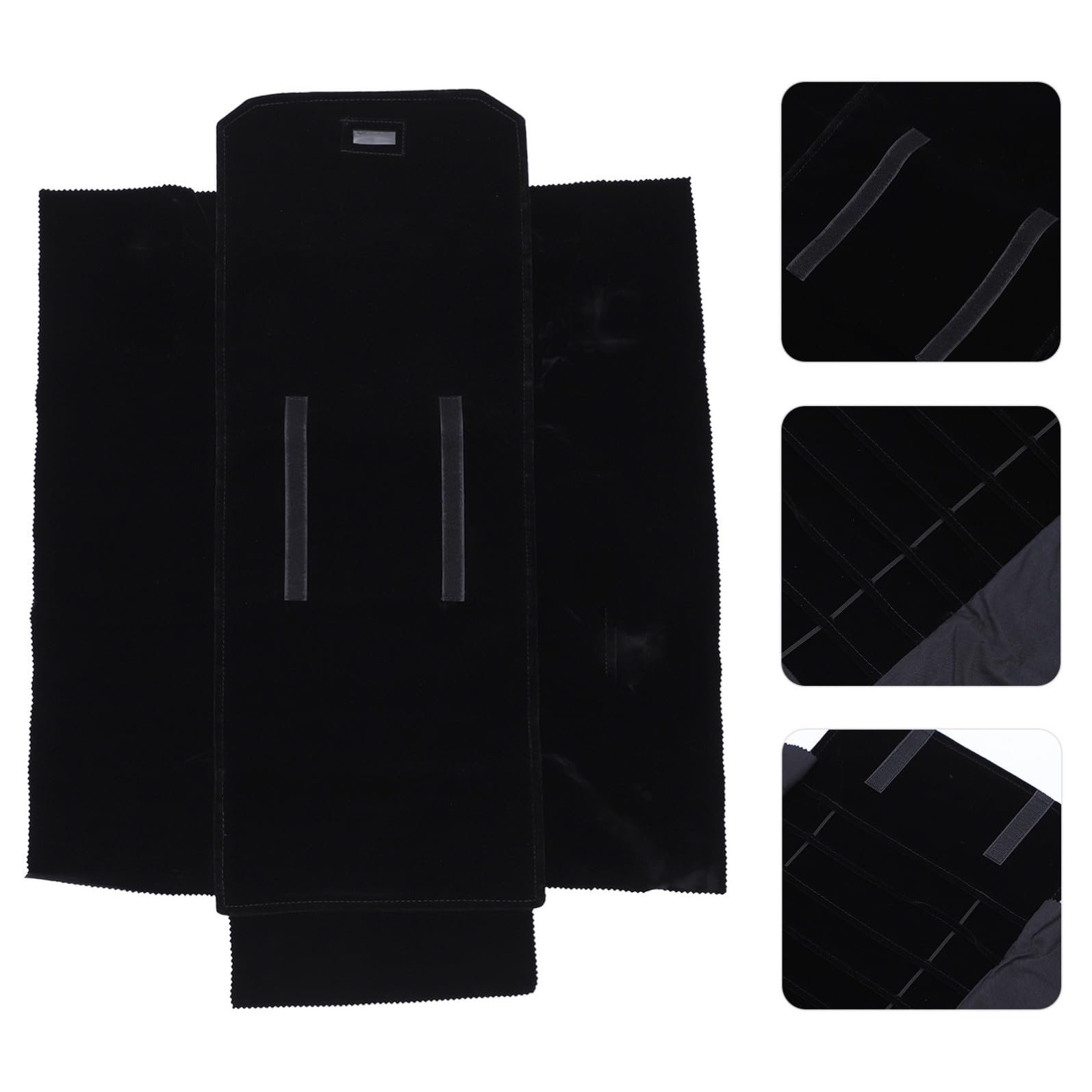 Abaodam Rotolo Porta Orologi e Braccialetti in Flanella Nera, Leggero e Compatto, Sacchetto Multifunzionale per Viaggio e Uso Quotidiano