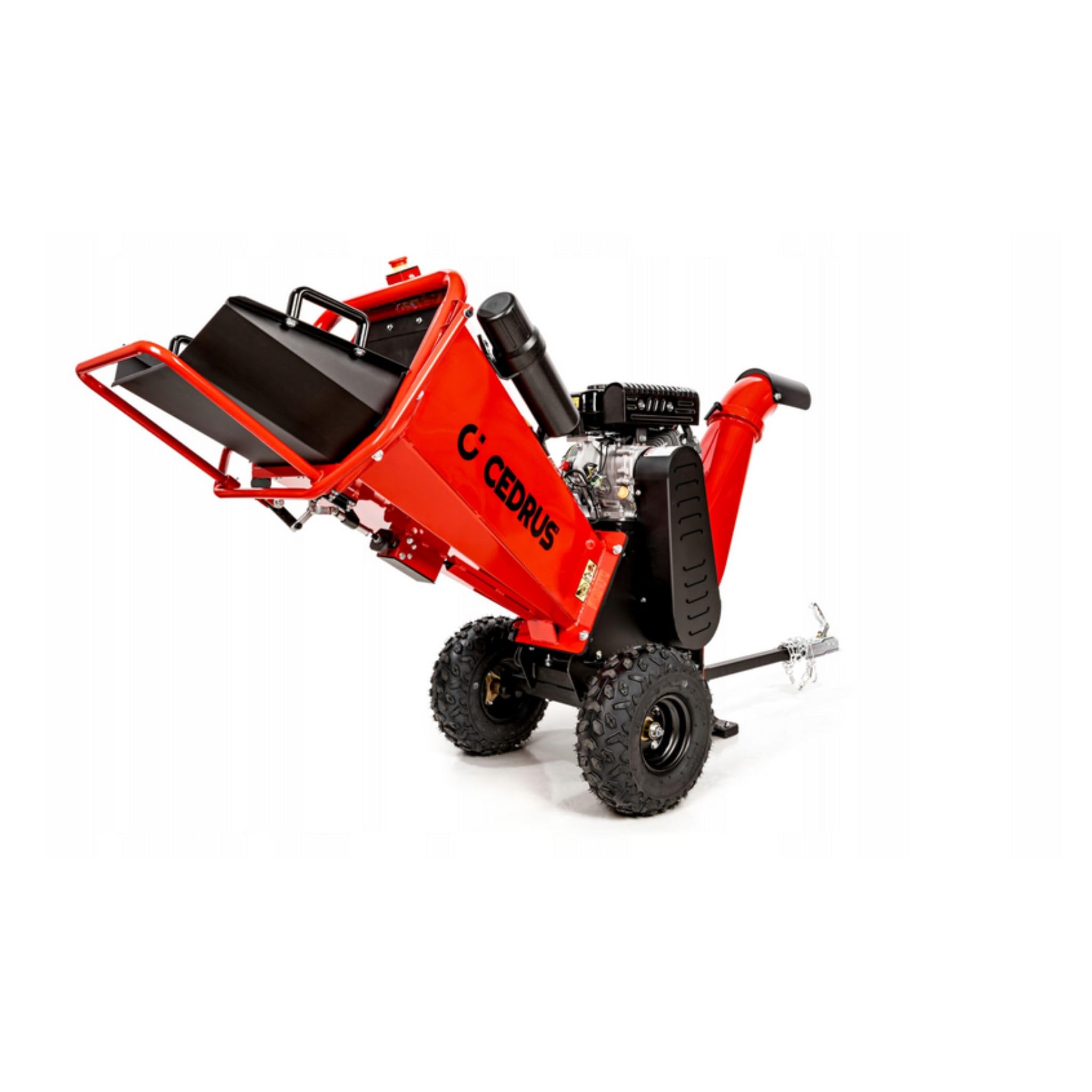 Cedrus RB02 PRO Broyeur à essence jusqu'à 120 mm, broyeur à bois professionnel, avec moteur Loncin 7 CV, tambour, attelage de remorque, châssis
