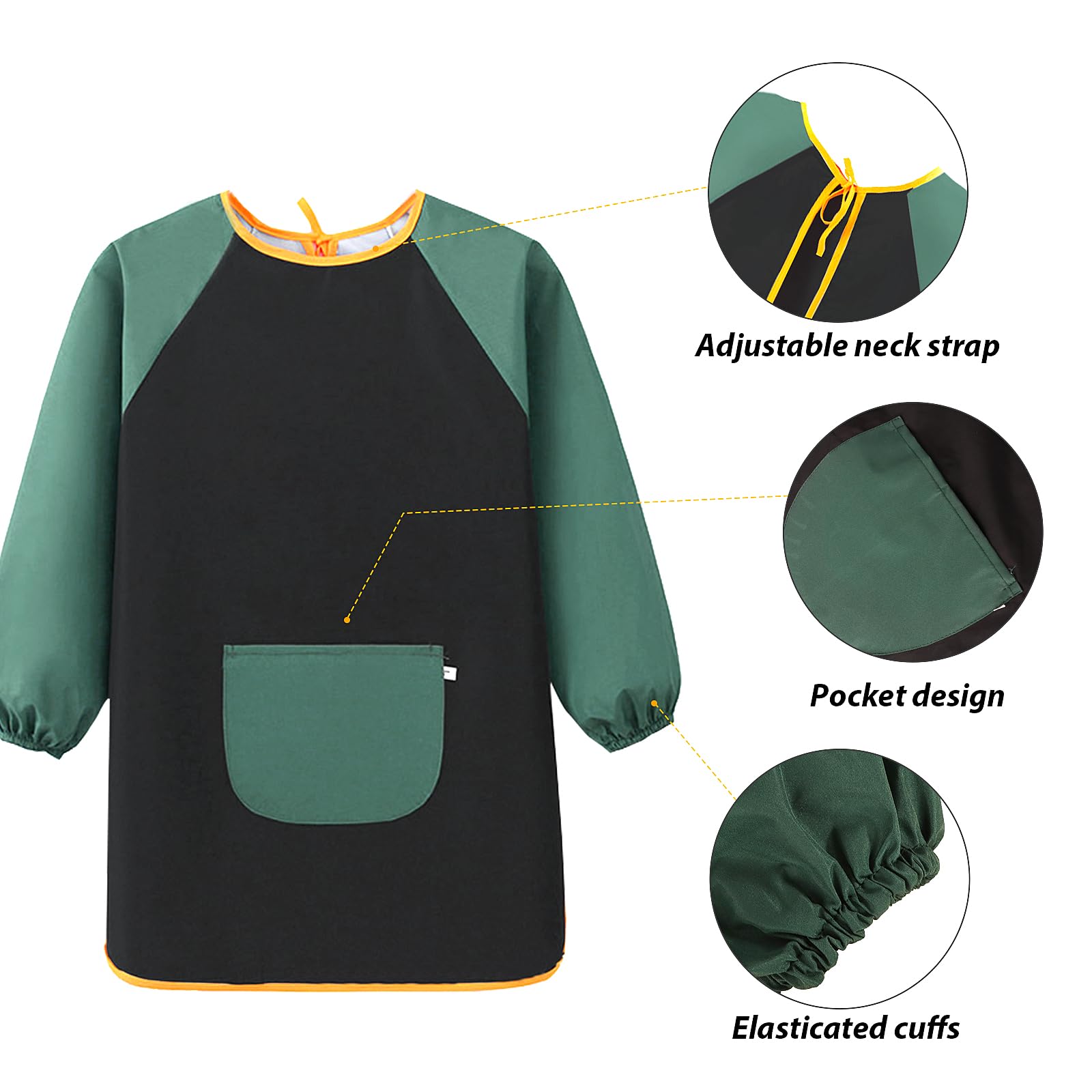 GEBETTER 1Pc Tablier Peinture Enfant Blouse Imperméable Réutilisable Manche Longue avec Poche Fourniture Rentrée Ecole Garçon Fille 7-11 ans pour Art Peinture Coloriage