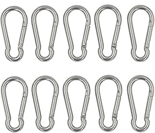 DGOL 10pcs M5 304 Stainless Steel Carabiner Snap Spring Hook Outdoor D Ring Chain Quick Link Lock Fastner Size 2 inch x 1 ...