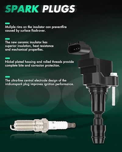 Miniatura 5 de SCITOO 4 bobinas de encendido con 4 bujías de iridio Chevy para GMC Pontiac para Saturn Malibu HHR Cobalt Equinox Terrain G6 2.4L 2.2L 2.0L C1552