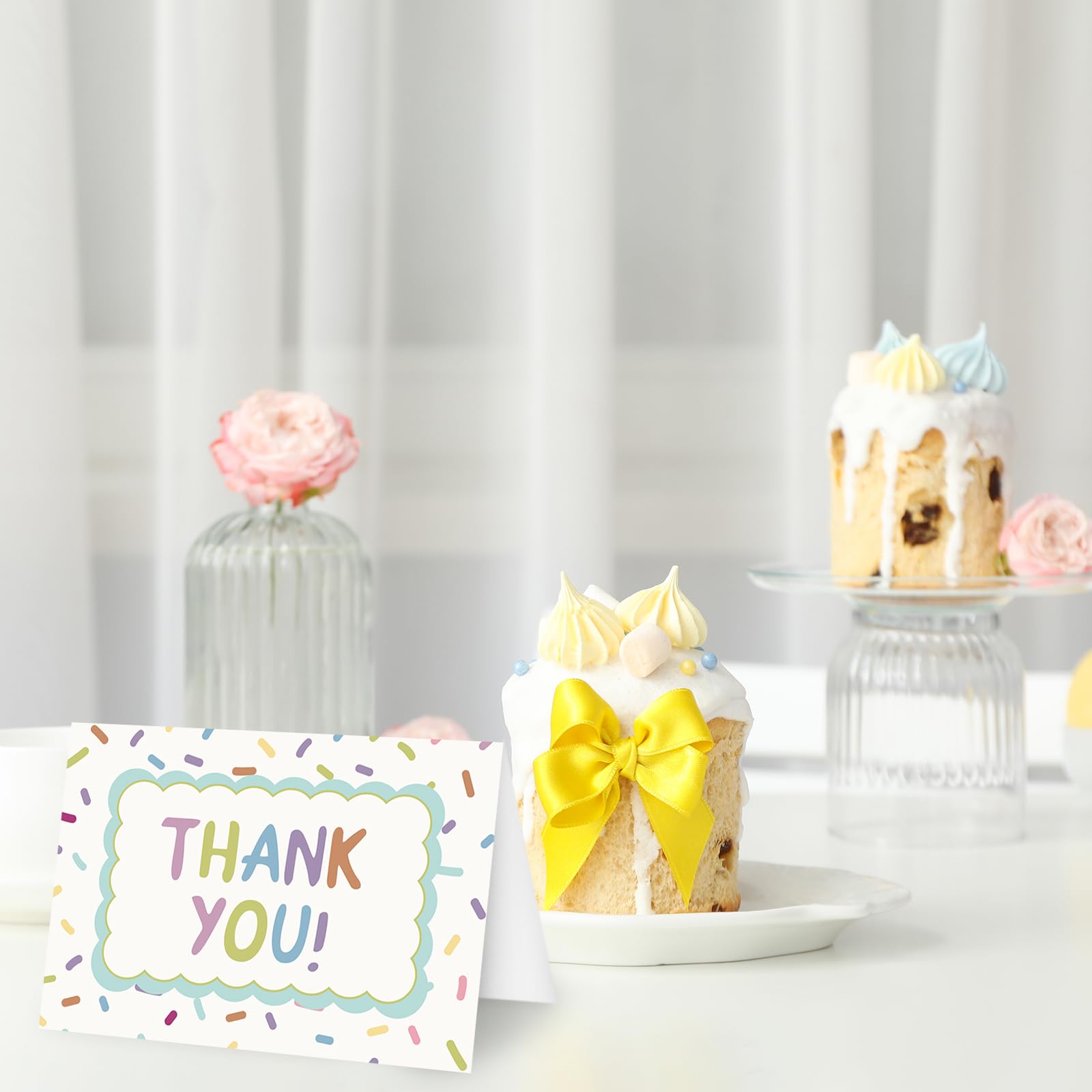 FYSUIMU Paquete de 24 tarjetas de agradecimiento a granel, coloridas tarjetas de notas en blanco con sobres, calcomanías de aluminio, tarjetas de felicitación para cumpleaños, baby shower, boda