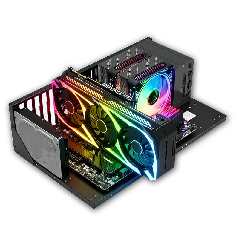 DIY Gaming Computer Case, Open Chassis Case Rack for ATX/M-ATX/ITX Motherboards,Widely Body Heat...