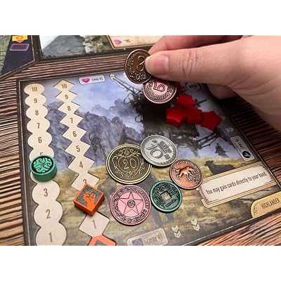 Stonemaier Games: Metal Coins (Scythe and Expeditions) | Metal Coins to Enhance Your Gameplay | 80 Coins with Unique Colors and Sides for Each Denomination - Values Include 1, 3, 5,10, and 20