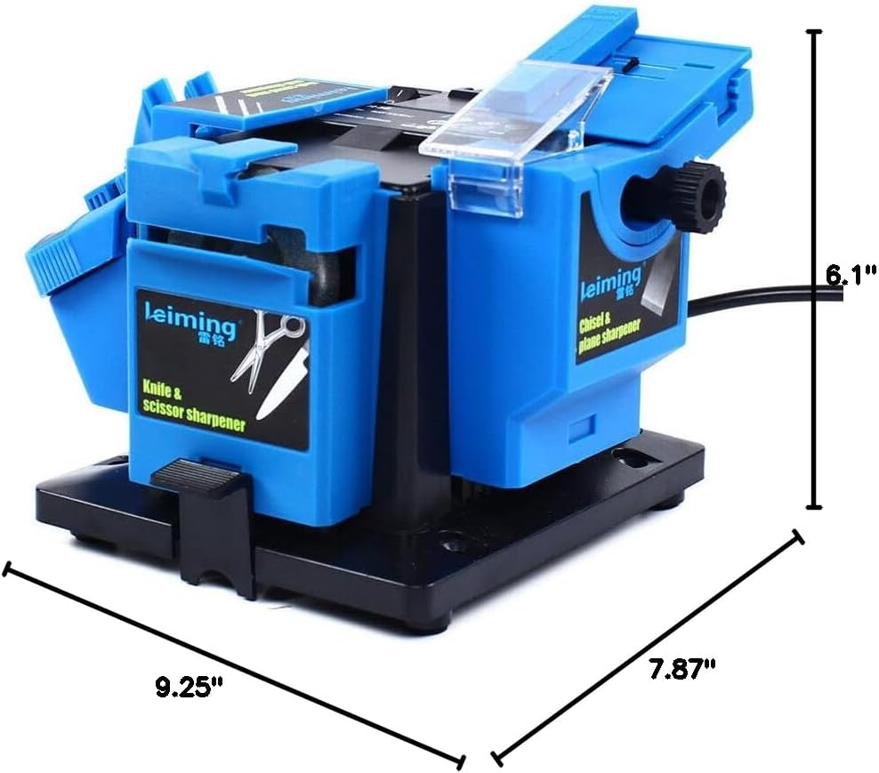 Dimensions of the RudiUsoy Electric Drill Bit Sharpener, showing 9.25 inches length, 7.87 inches width, and 6.1 inches height.